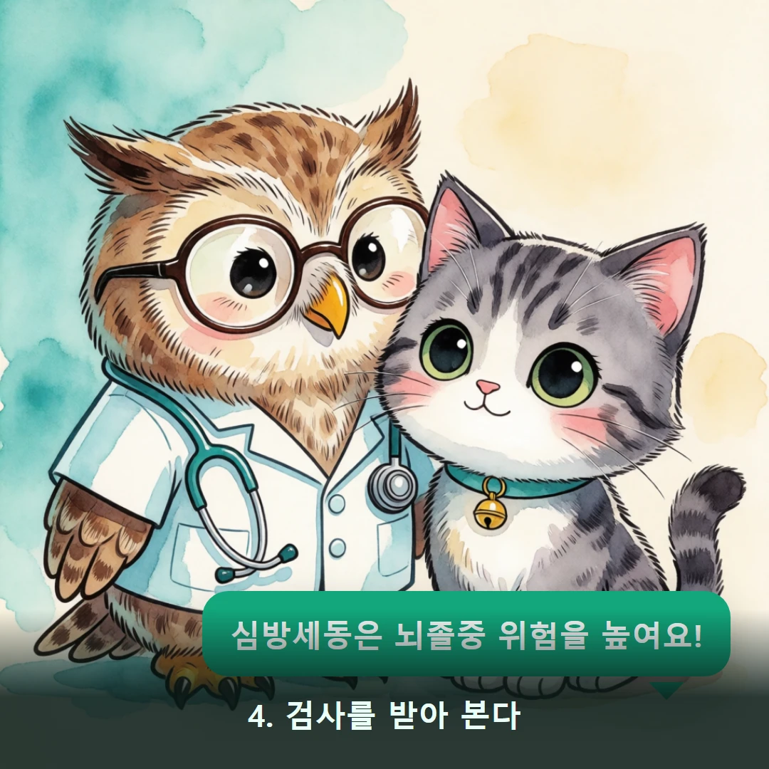 웹툰 4컷 — 4. 검사를 받아 본다 (심방세동은 뇌졸중 위험을 높여요!)