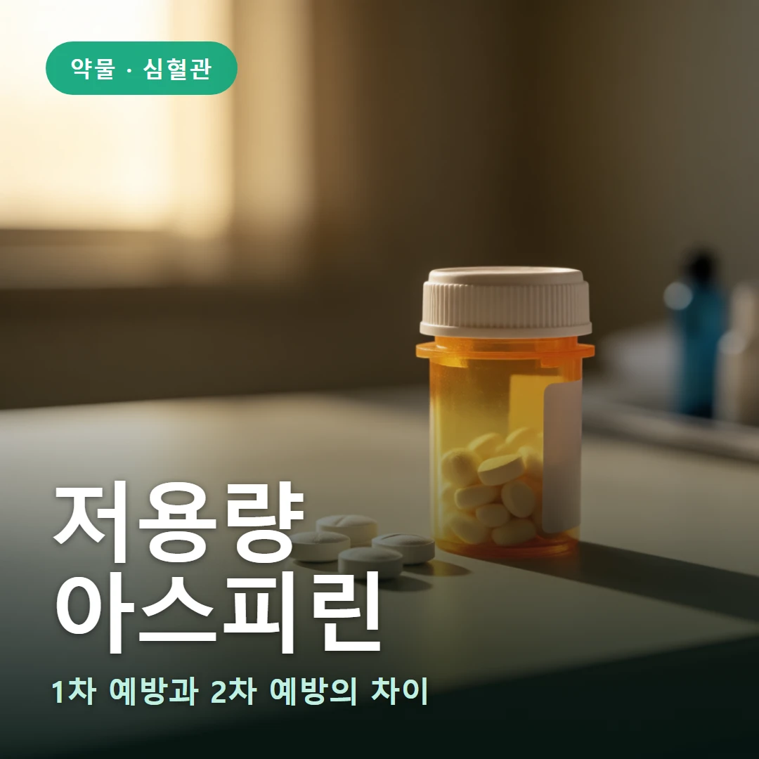 저용량 아스피린 요약 표지 — 1차 예방과 2차 예방의 차이
