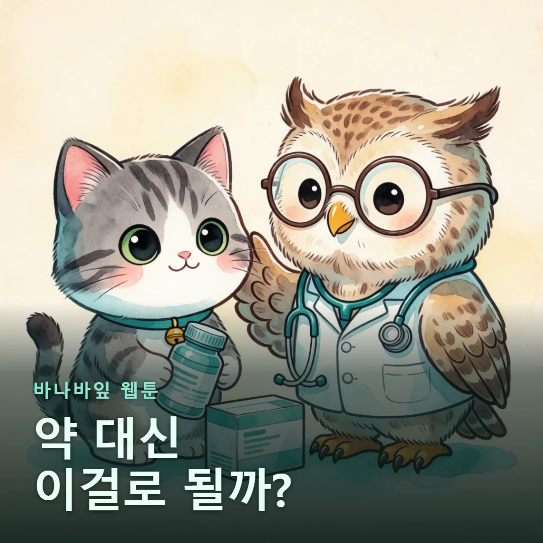 바나바잎 웹툰 표지 — 약 대신 이걸로 될까?