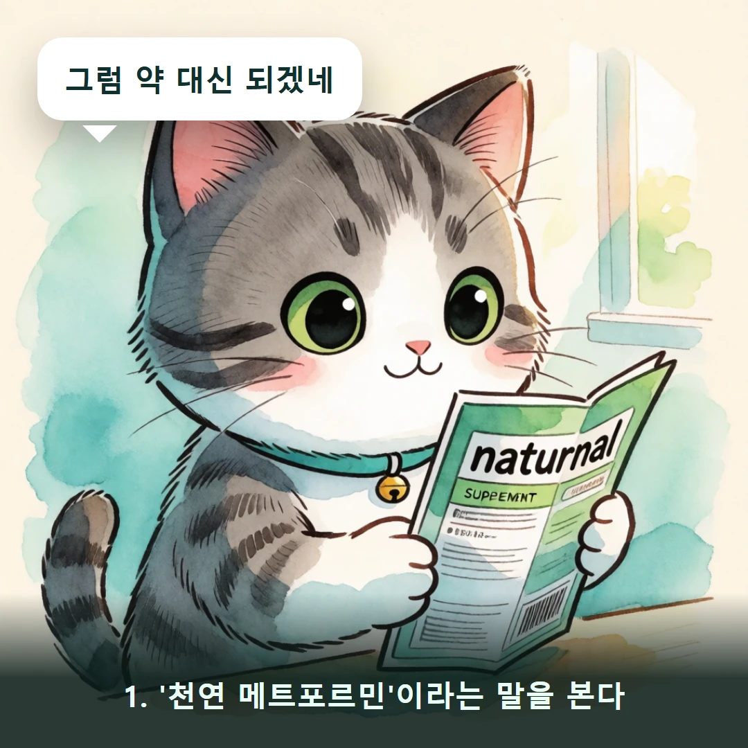 웹툰 1컷 — 1. '천연 메트포르민'이라는 말을 본다 (그럼 약 대신 되겠네)