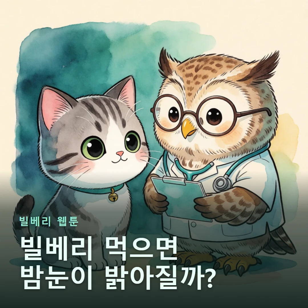 빌베리 웹툰 표지 — 빌베리 먹으면 밤눈이 밝아질까?