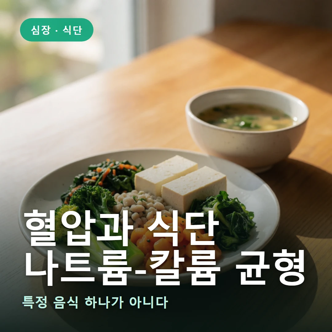 혈압과 식단 요약 표지 — 특정 음식 하나가 아니다