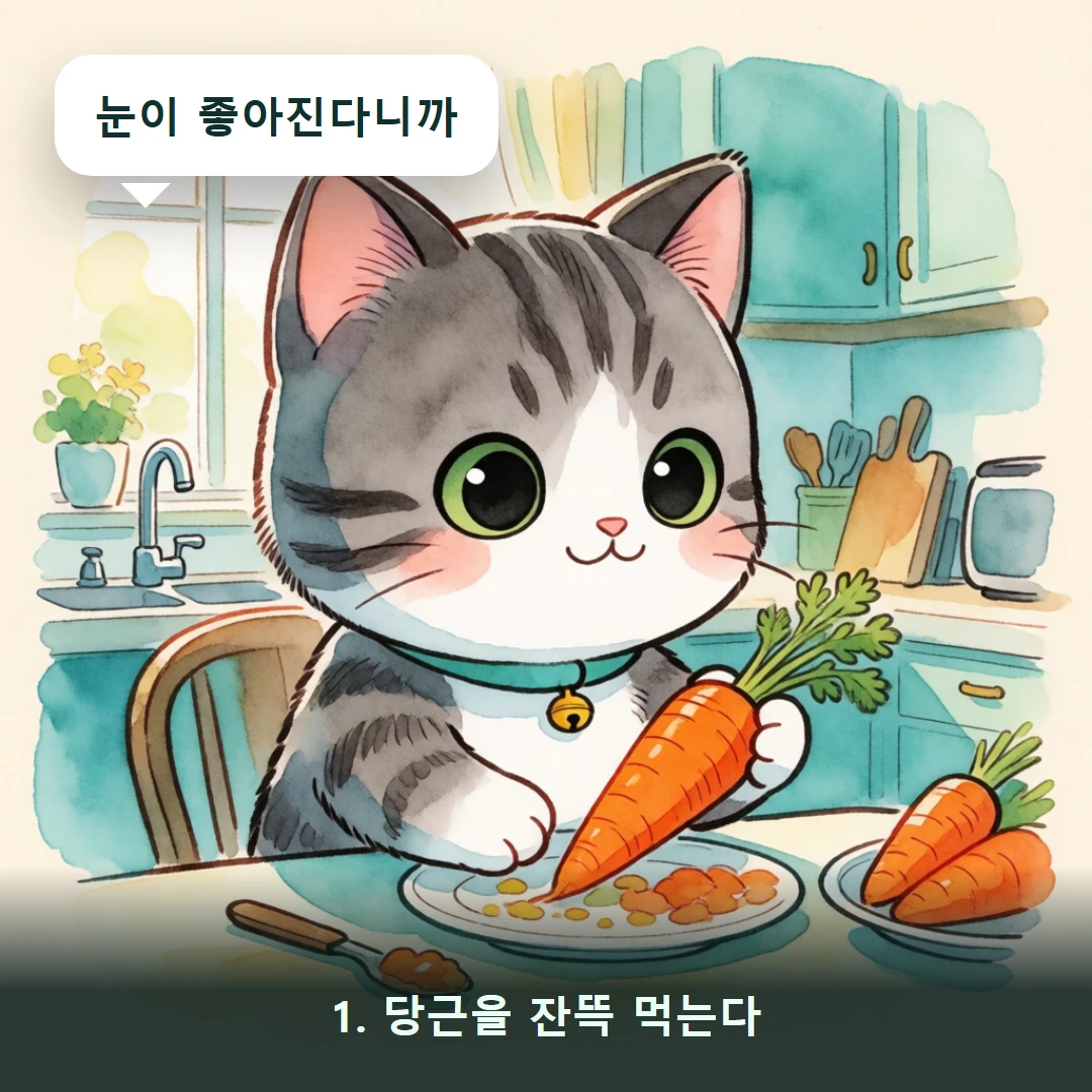 웹툰 1컷 — 1. 당근을 잔뜩 먹는다 (눈이 좋아진다니까)