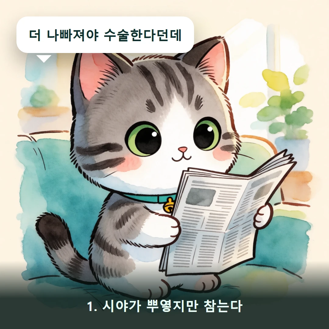 웹툰 1컷 — 1. 시야가 뿌옇지만 참는다 (더 나빠져야 수술한다던데)