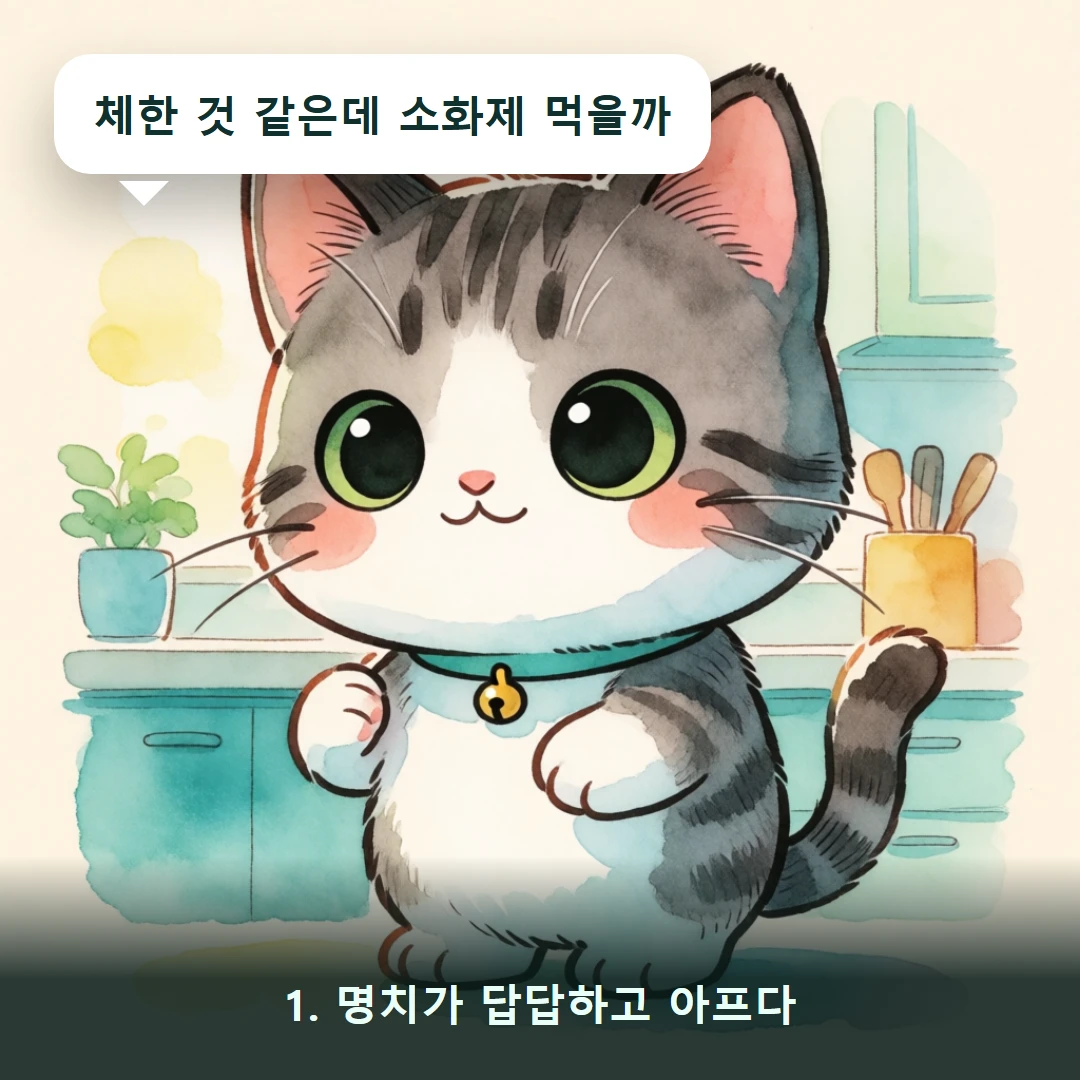 웹툰 1컷 — 1. 명치가 답답하고 아프다 (체한 것 같은데 소화제 먹을까)