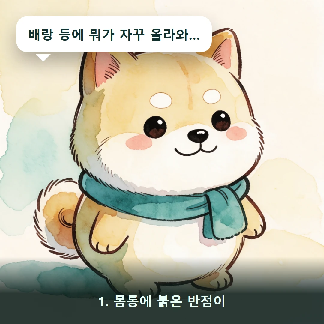 웹툰 1컷 — 1. 몸통에 붉은 반점이 (배랑 등에 뭐가 자꾸 올라와…)