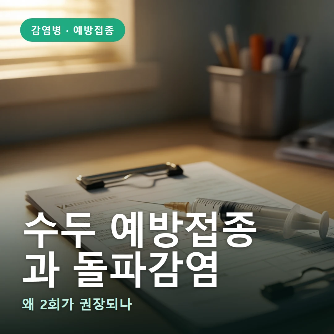 수두 예방접종 요약 표지 — 왜 2회가 권장되나