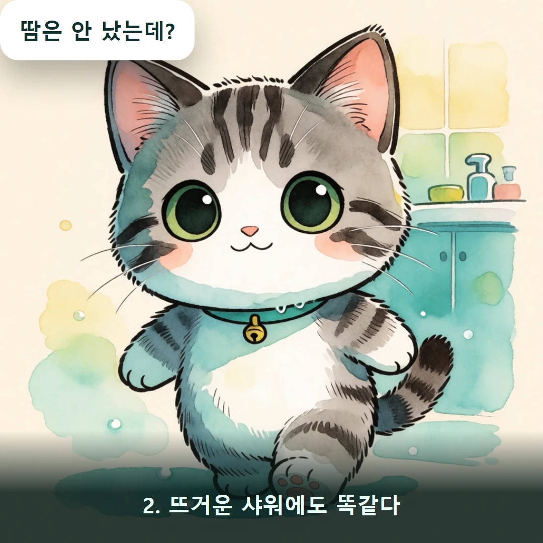 웹툰 2컷 — 2. 뜨거운 샤워에도 똑같다 (땀은 안 났는데?)