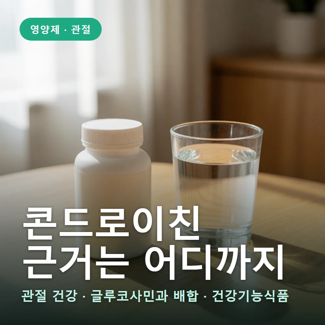 콘드로이친 요약 표지 — 관절 건강 · 글루코사민과 배합 · 건강기능식품
