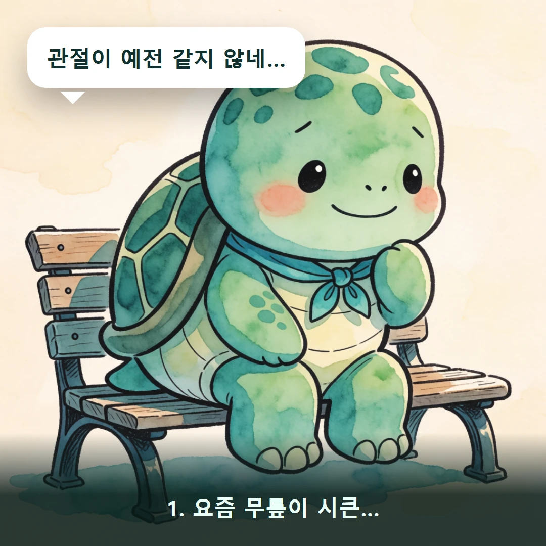 웹툰 1컷 — 1. 요즘 무릎이 시큰… (관절이 예전 같지 않네…)