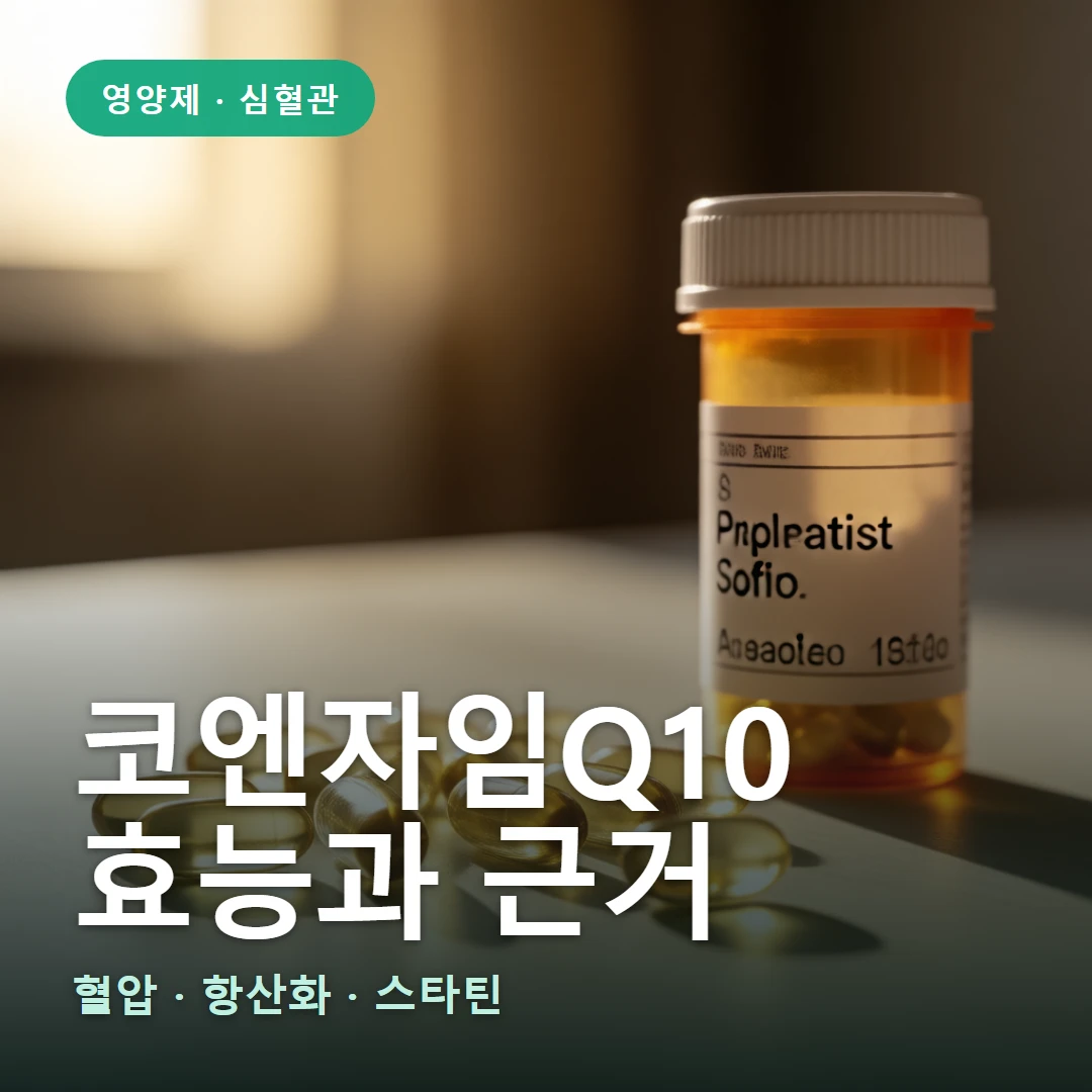 코엔자임Q10 요약 표지 — 혈압 · 항산화 · 스타틴