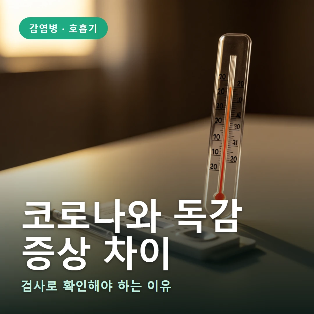 코로나 vs 독감 요약 표지 — 검사로 확인해야 하는 이유
