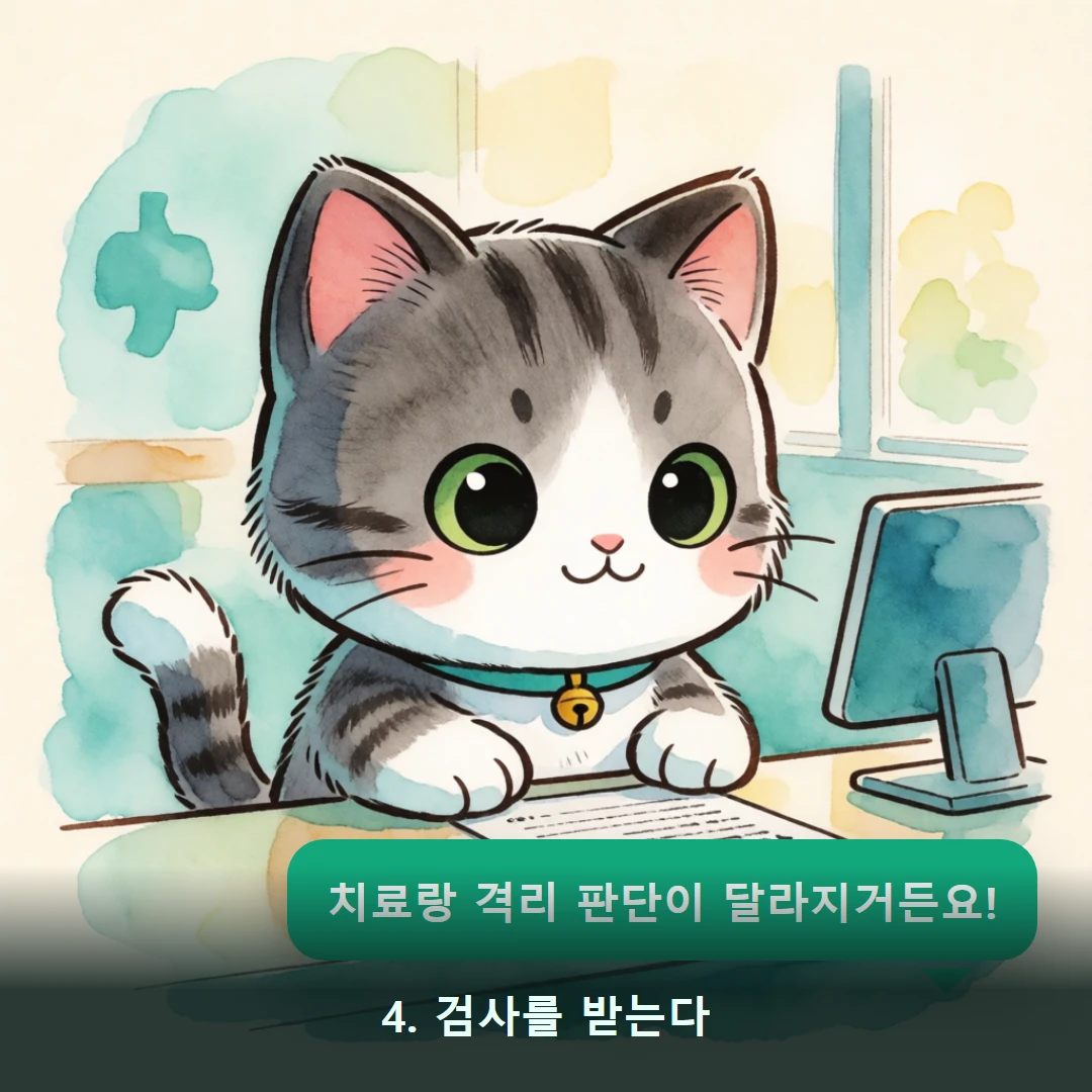 웹툰 4컷 — 4. 검사를 받는다 (치료랑 격리 판단이 달라지거든요!)