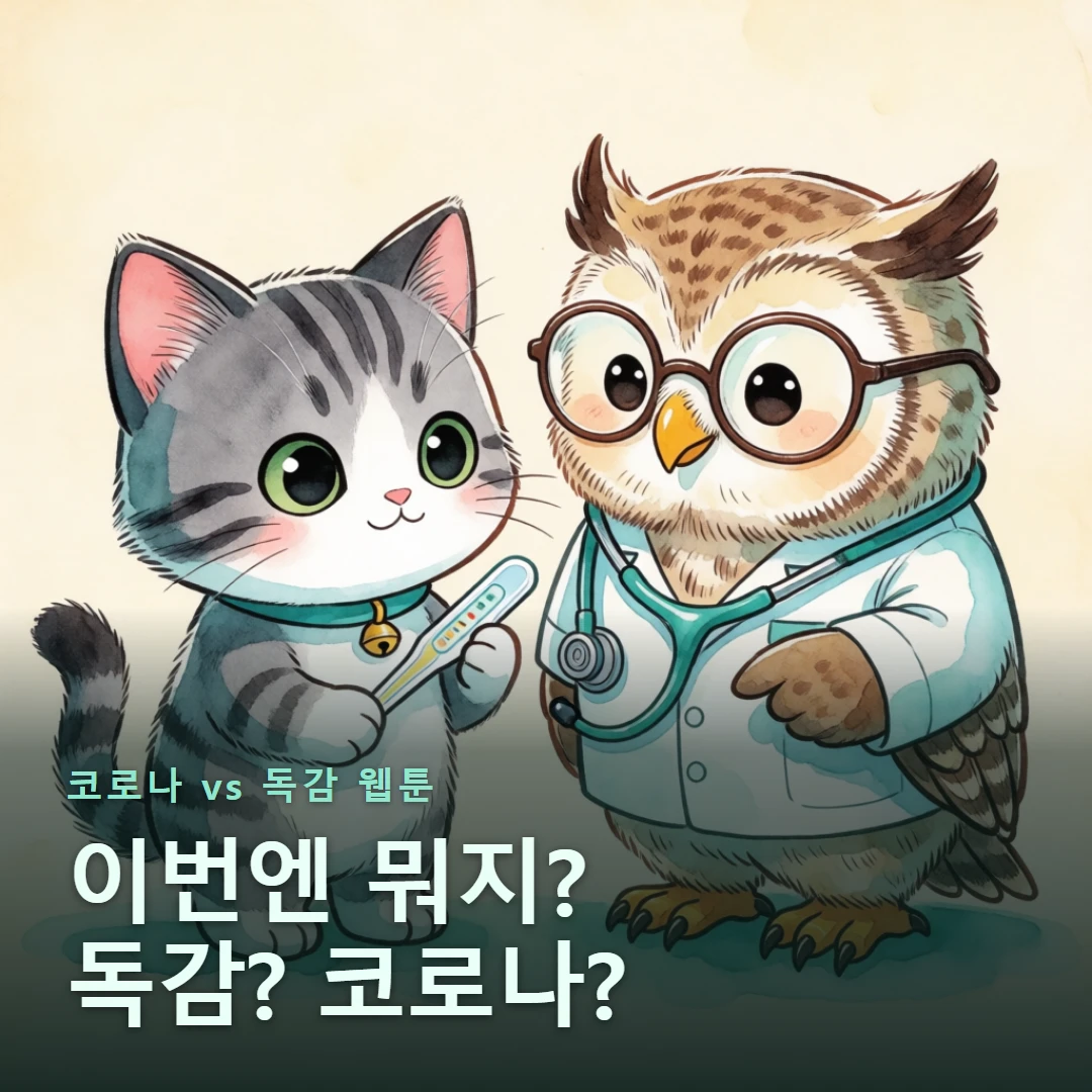 코로나 vs 독감 웹툰 표지 — 이번엔 뭐지? 독감? 코로나?