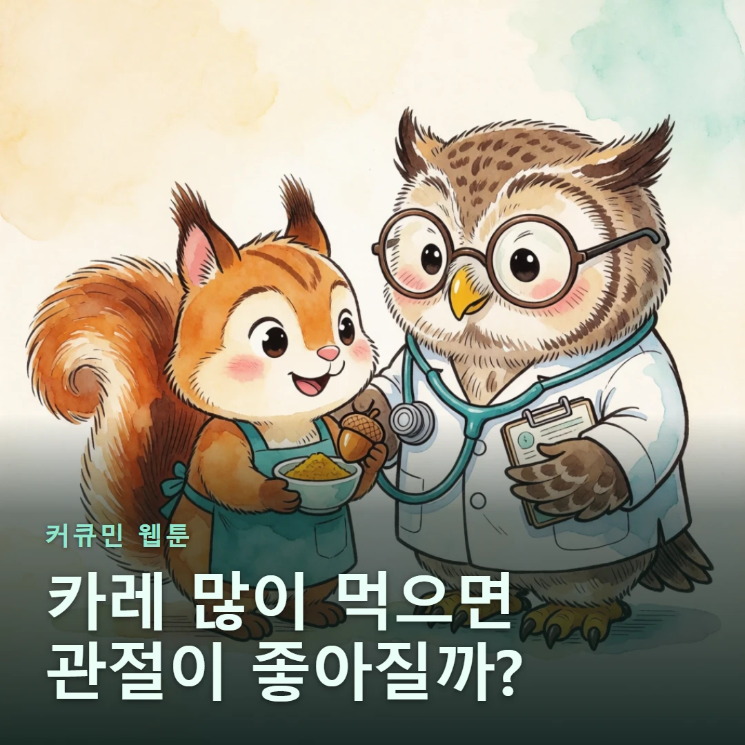 커큐민 웹툰 표지 — 카레 많이 먹으면 관절이 좋아질까?