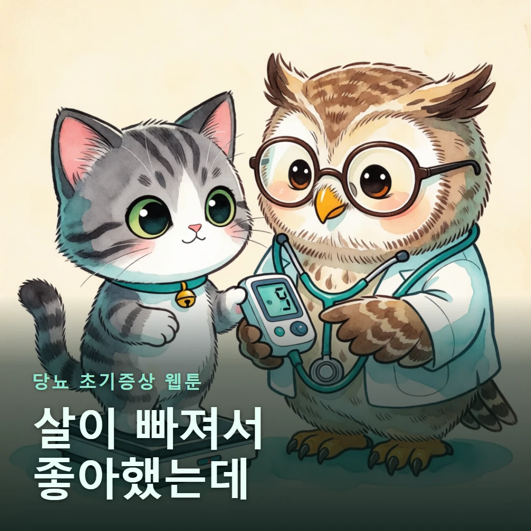 당뇨 초기증상 웹툰 표지 — 살이 빠져서 좋아했는데