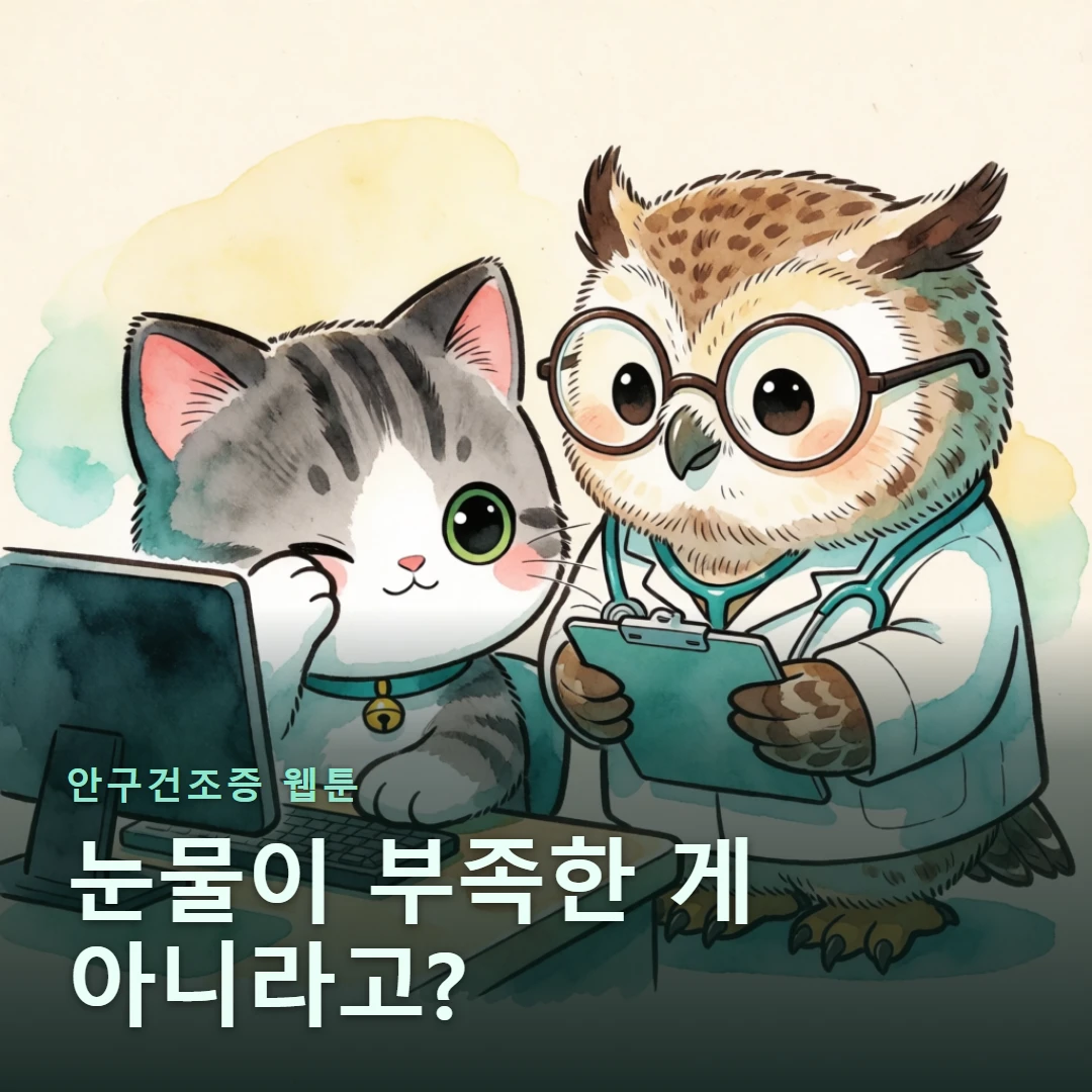 안구건조증 웹툰 표지 — 눈물이 부족한 게 아니라고?