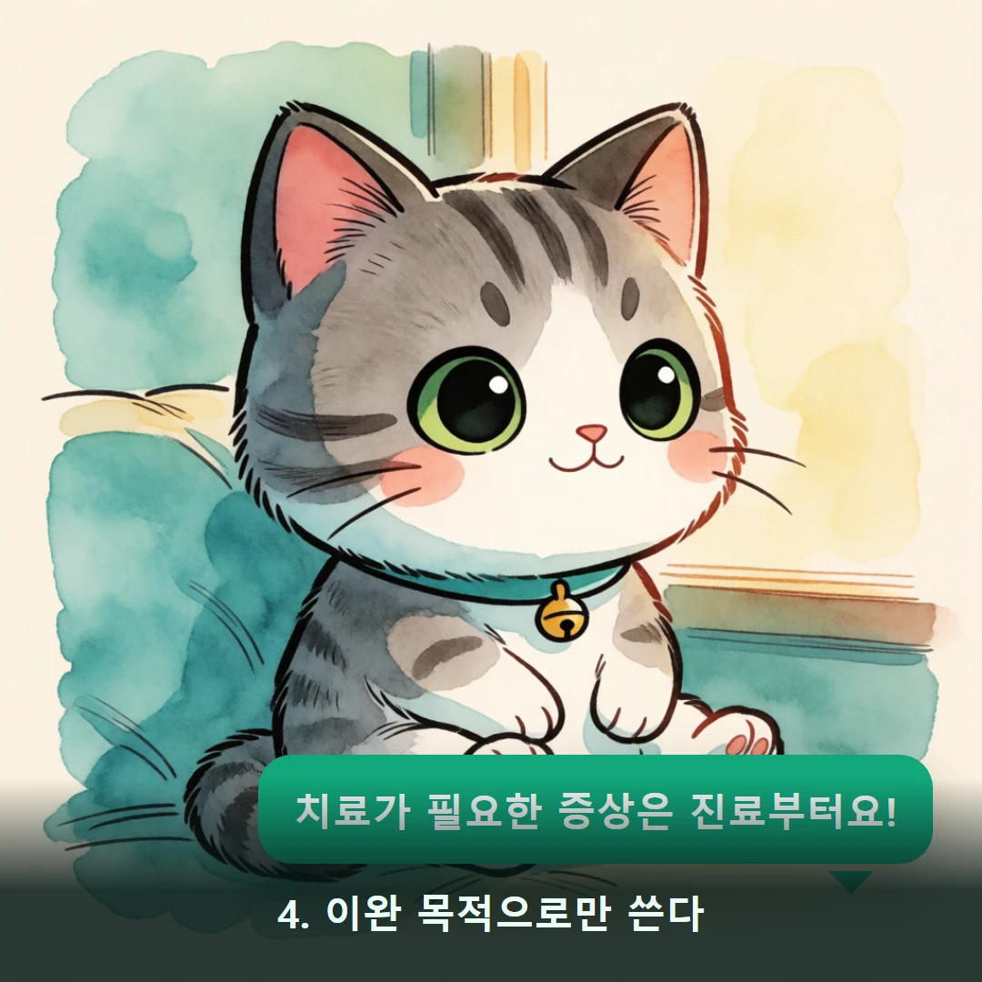 웹툰 4컷 — 4. 이완 목적으로만 쓴다 (치료가 필요한 증상은 진료부터요!)
