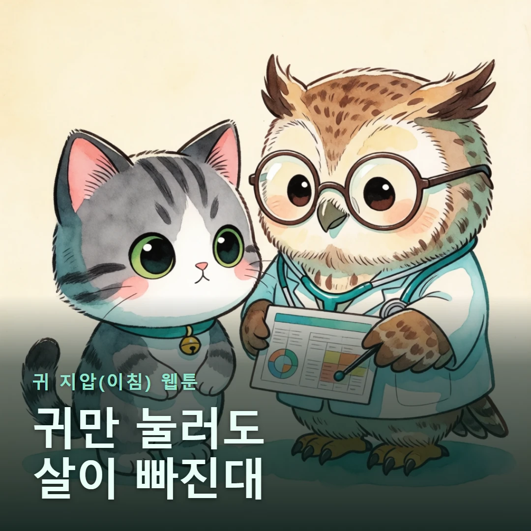 귀 지압(이침) 웹툰 표지 — 귀만 눌러도 살이 빠진대