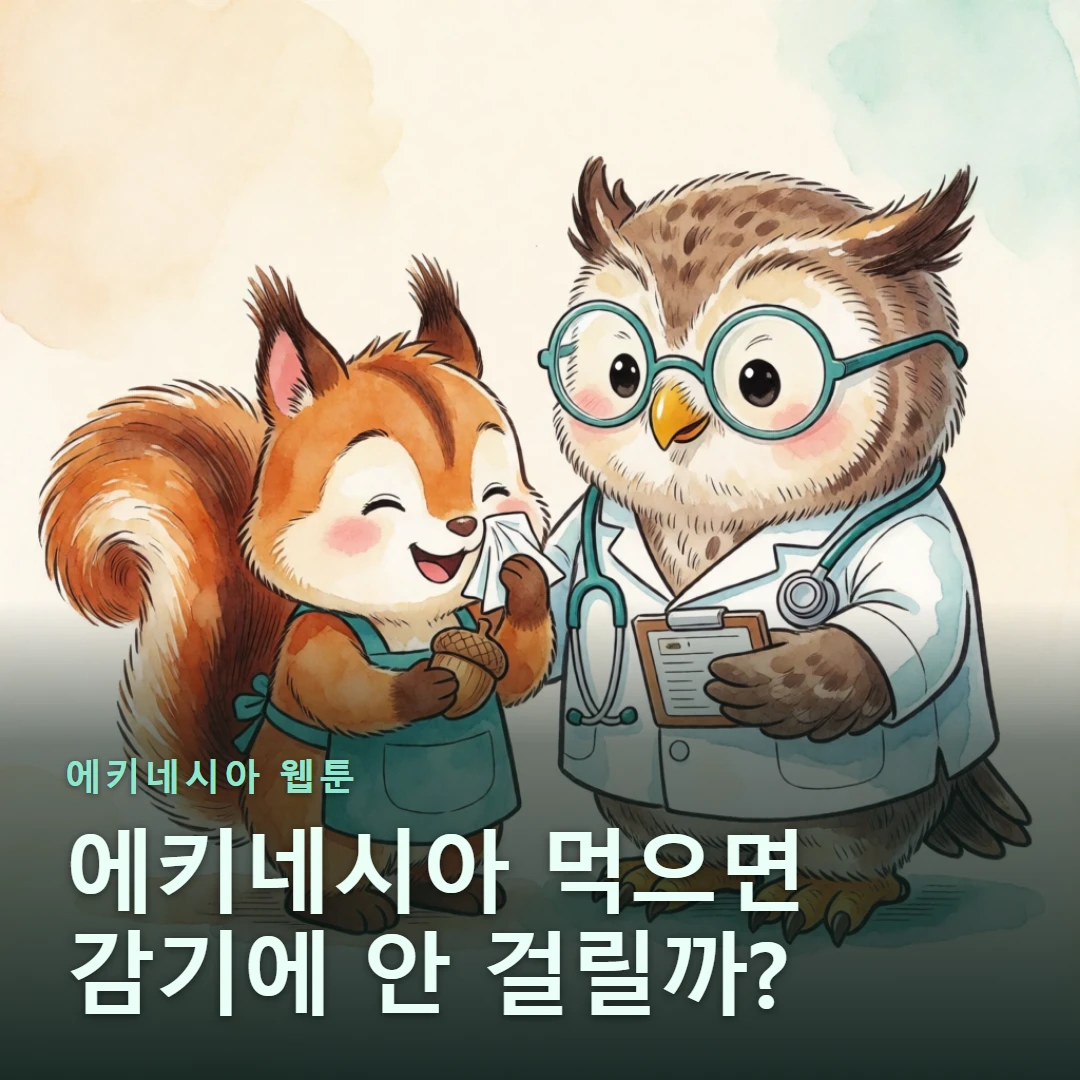 에키네시아 웹툰 표지 — 에키네시아 먹으면 감기에 안 걸릴까?