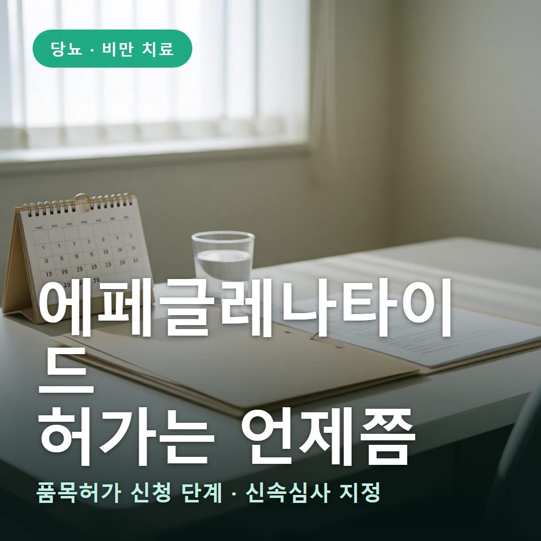 에페글레나타이드 허가 요약 표지 — 품목허가 신청 단계 · 신속심사 지정