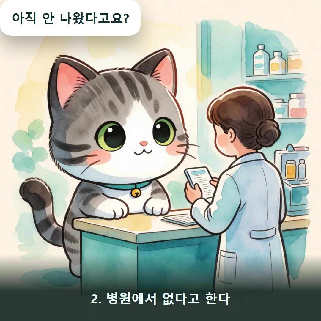 웹툰 2컷 — 2. 병원에서 없다고 한다 (아직 안 나왔다고요?)