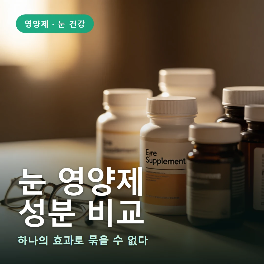 눈 영양제 비교 요약 표지 — 하나의 효과로 묶을 수 없다