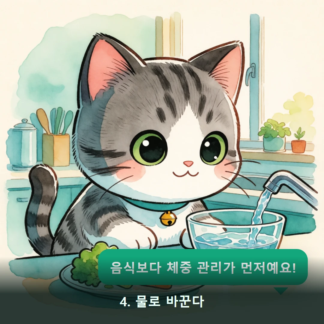 웹툰 4컷 — 4. 물로 바꾼다 (음식보다 체중 관리가 먼저예요!)