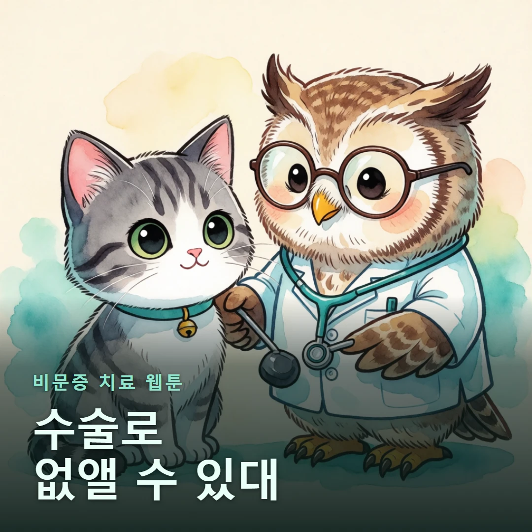 비문증 치료 웹툰 표지 — 수술로 없앨 수 있대