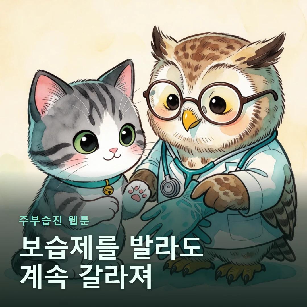 주부습진 웹툰 표지 — 보습제를 발라도 계속 갈라져