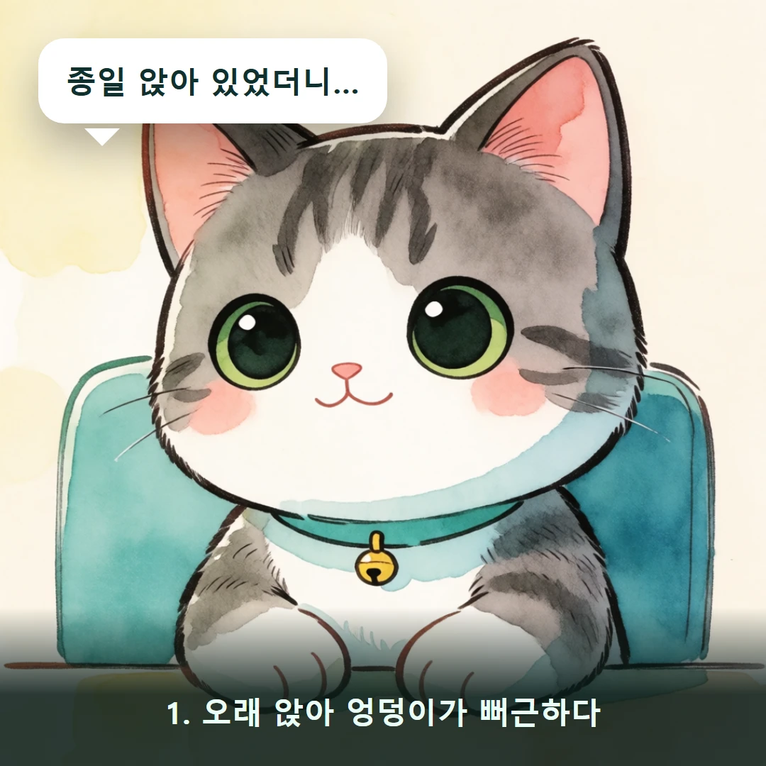 웹툰 1컷 — 1. 오래 앉아 엉덩이가 뻐근하다 (종일 앉아 있었더니…)