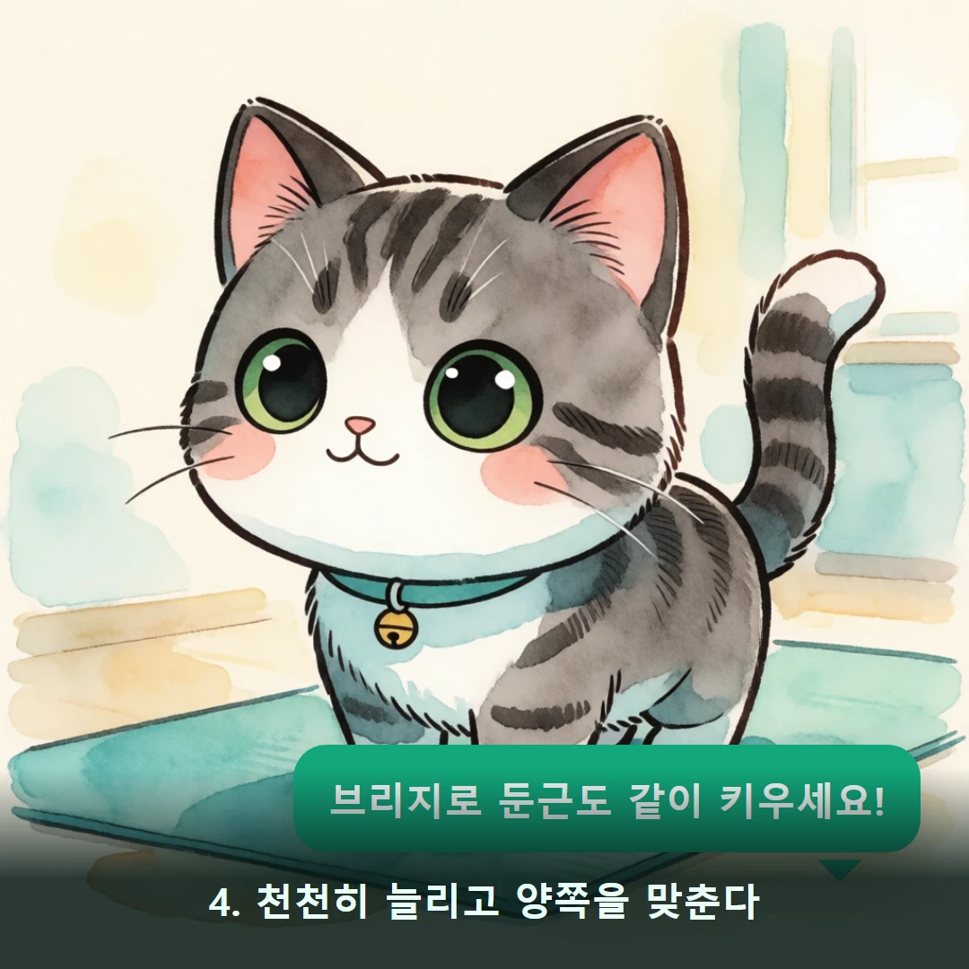 웹툰 4컷 — 4. 천천히 늘리고 양쪽을 맞춘다 (브리지로 둔근도 같이 키우세요!)