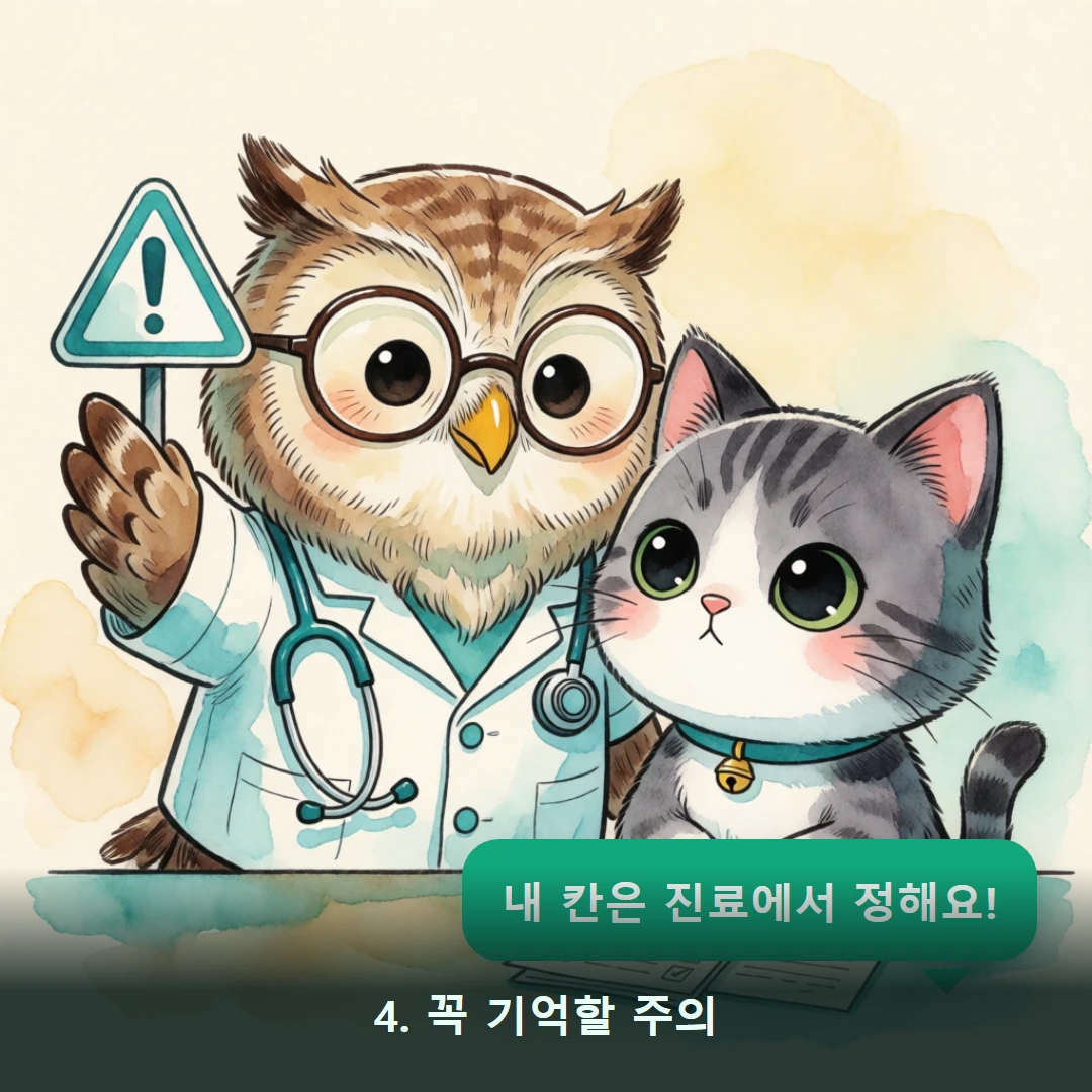 웹툰 4컷 — 4. 꼭 기억할 주의 (내 칸은 진료에서 정해요!)