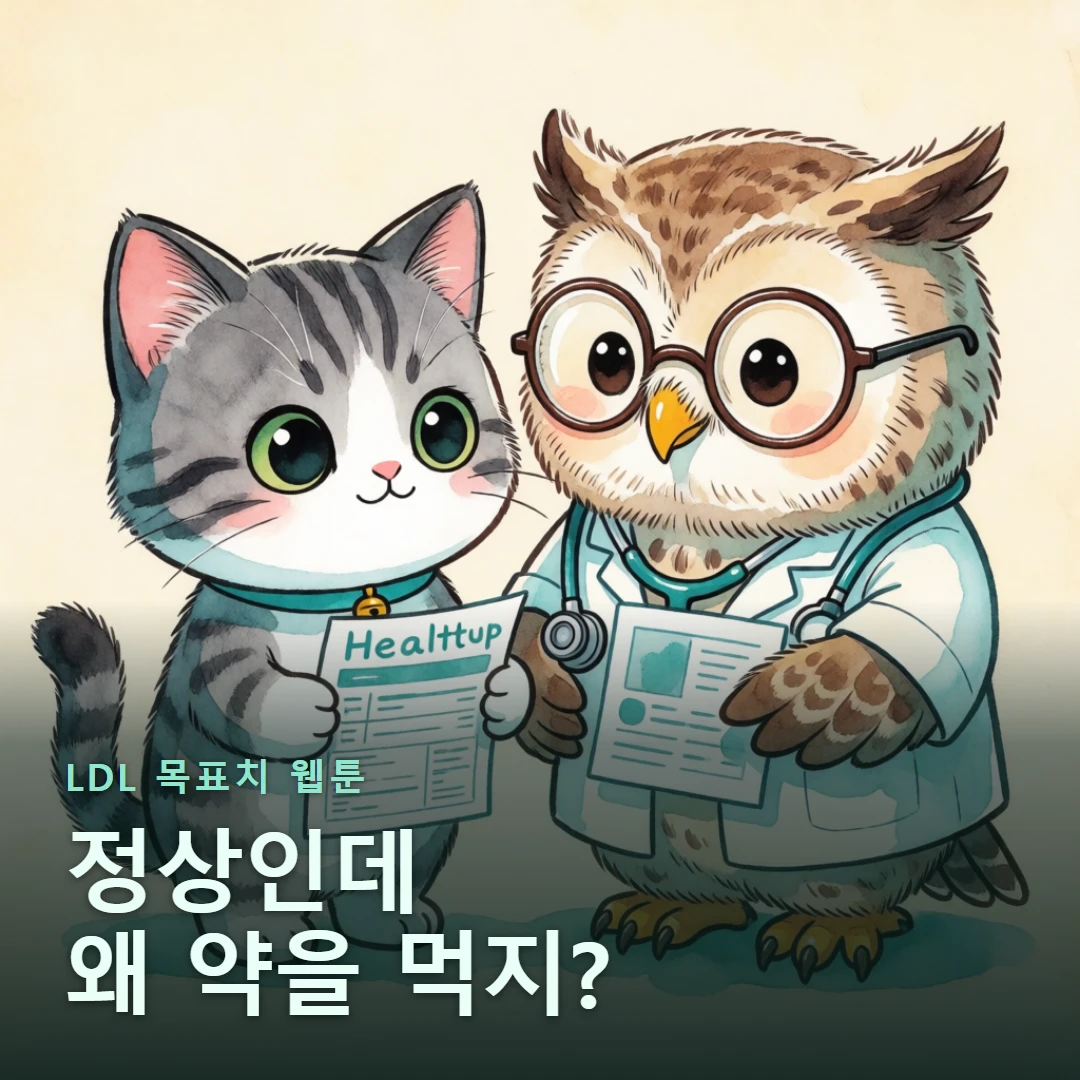 LDL 목표치 웹툰 표지 — 정상인데 왜 약을 먹지?