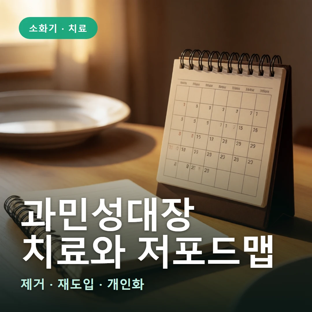 과민성대장 치료 요약 표지 — 제거 · 재도입 · 개인화