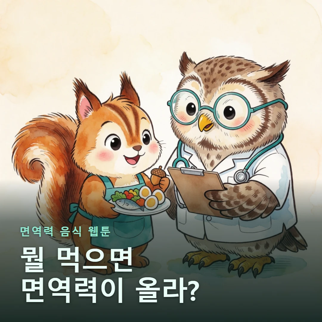면역력 음식 웹툰 표지 — 뭘 먹으면 면역력이 올라?