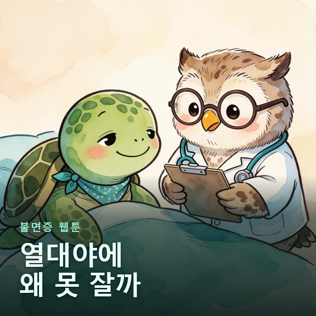 불면증 웹툰 표지 — 열대야에 왜 못 잘까