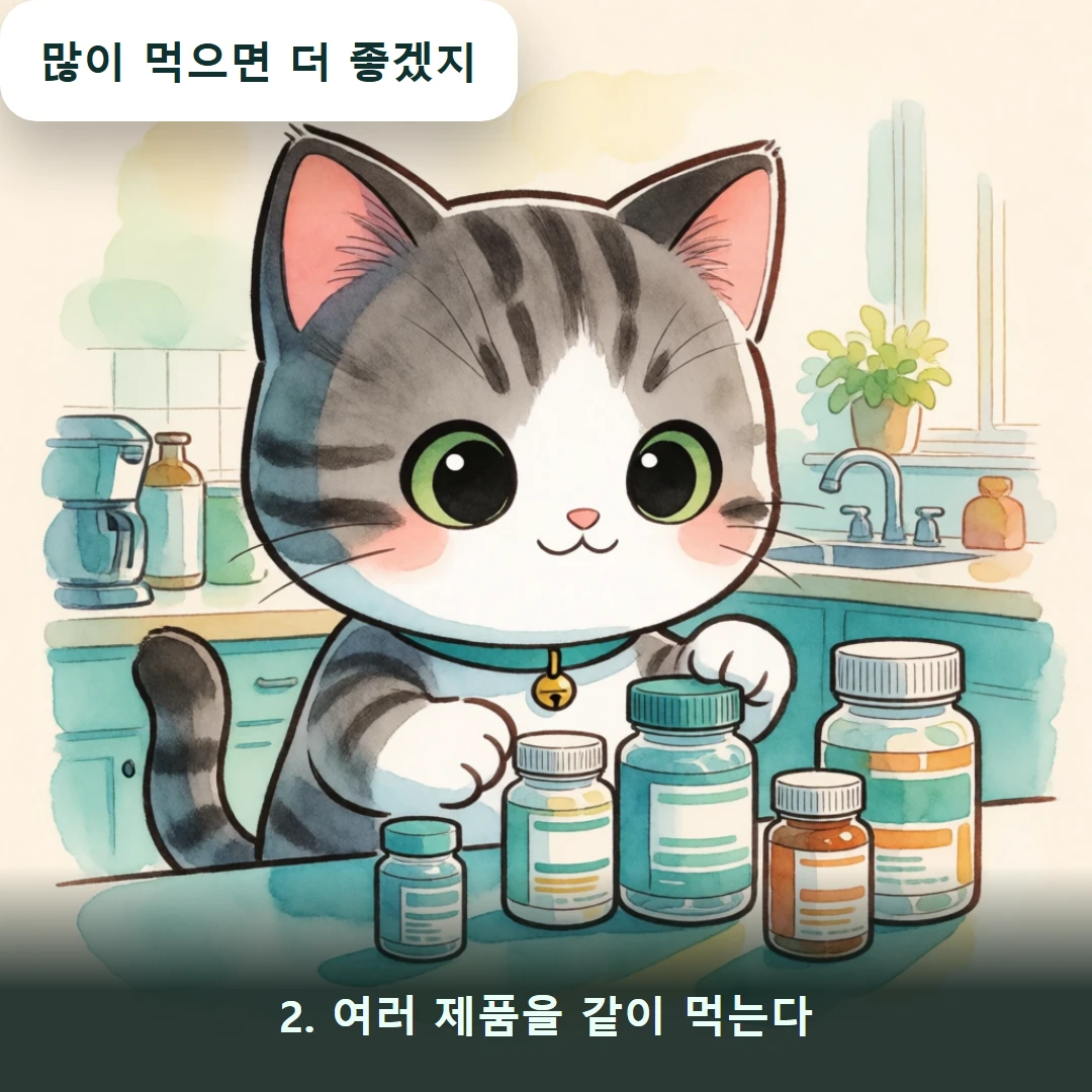 웹툰 2컷 — 2. 여러 제품을 같이 먹는다 (많이 먹으면 더 좋겠지)