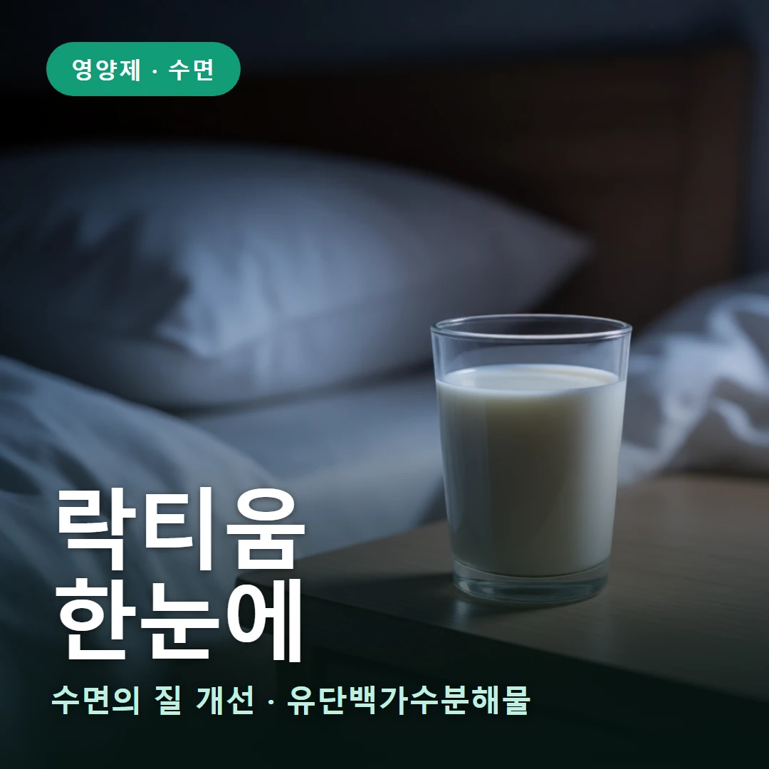 락티움 요약 표지 — 수면의 질 개선 · 유단백가수분해물