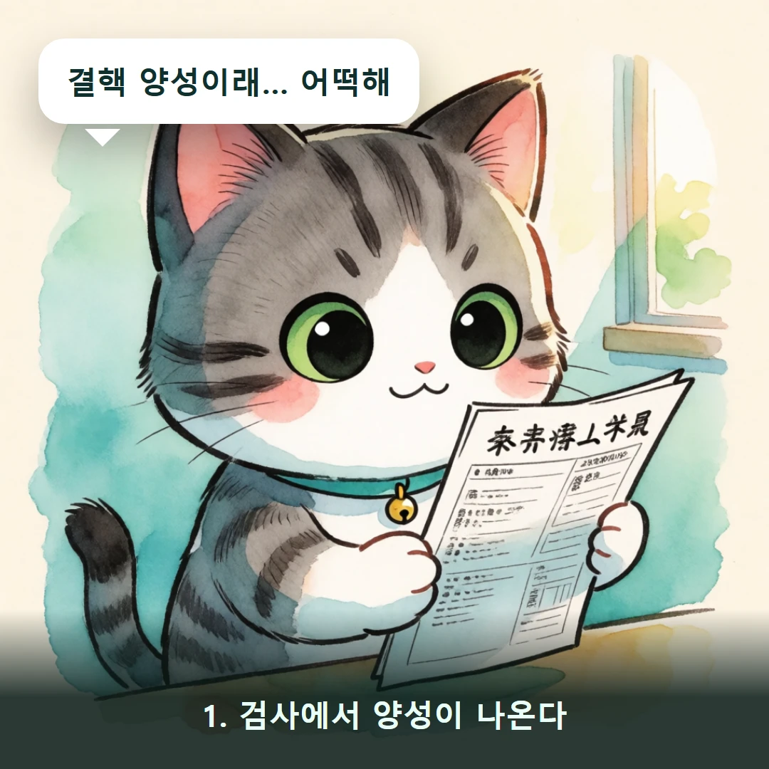 웹툰 1컷 — 1. 검사에서 양성이 나온다 (결핵 양성이래… 어떡해)