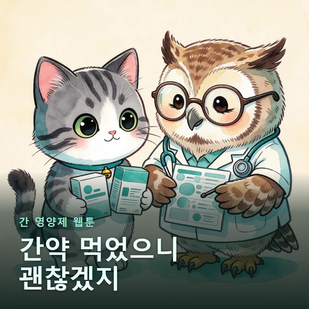 간 영양제 웹툰 표지 — 간약 먹었으니 괜찮겠지