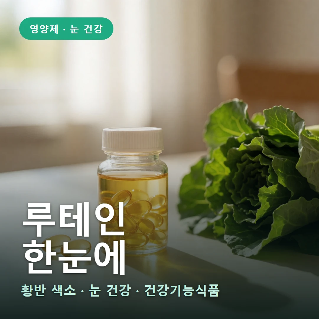 루테인 요약 표지 — 황반 색소 · 눈 건강 · 건강기능식품