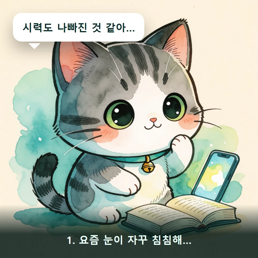 웹툰 1컷 — 1. 요즘 눈이 자꾸 침침해… (시력도 나빠진 것 같아…)