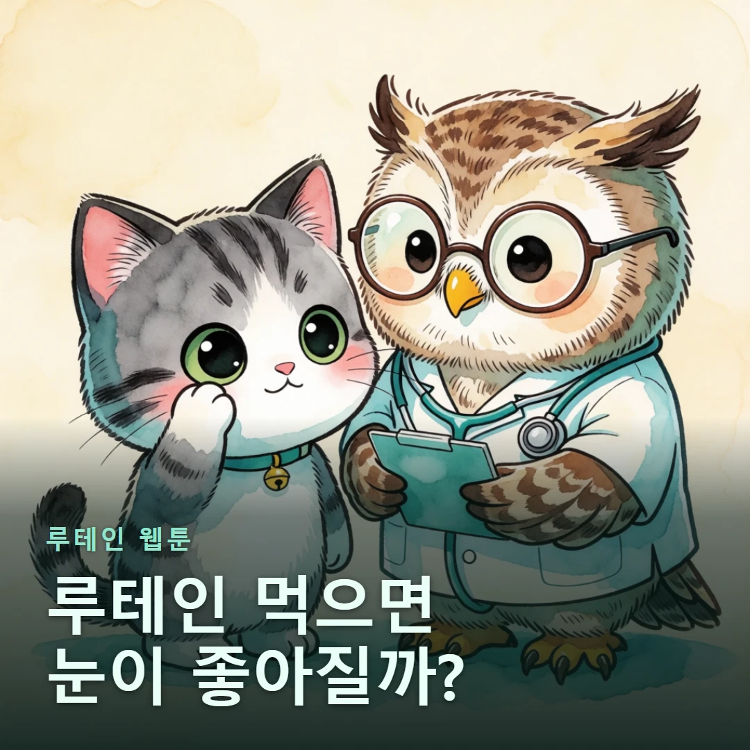 루테인 웹툰 표지 — 루테인 먹으면 눈이 좋아질까?
