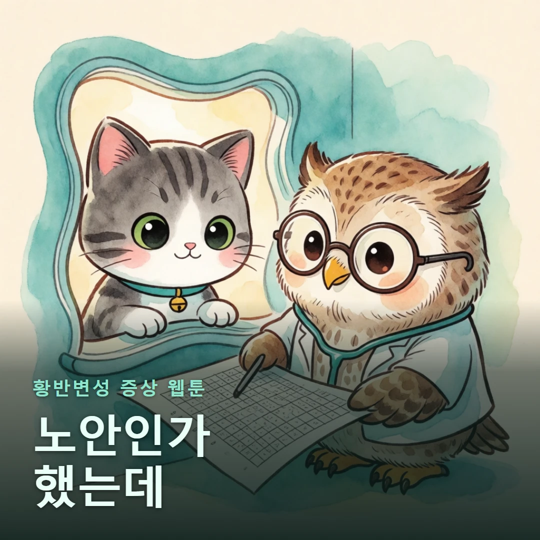 황반변성 증상 웹툰 표지 — 노안인가 했는데