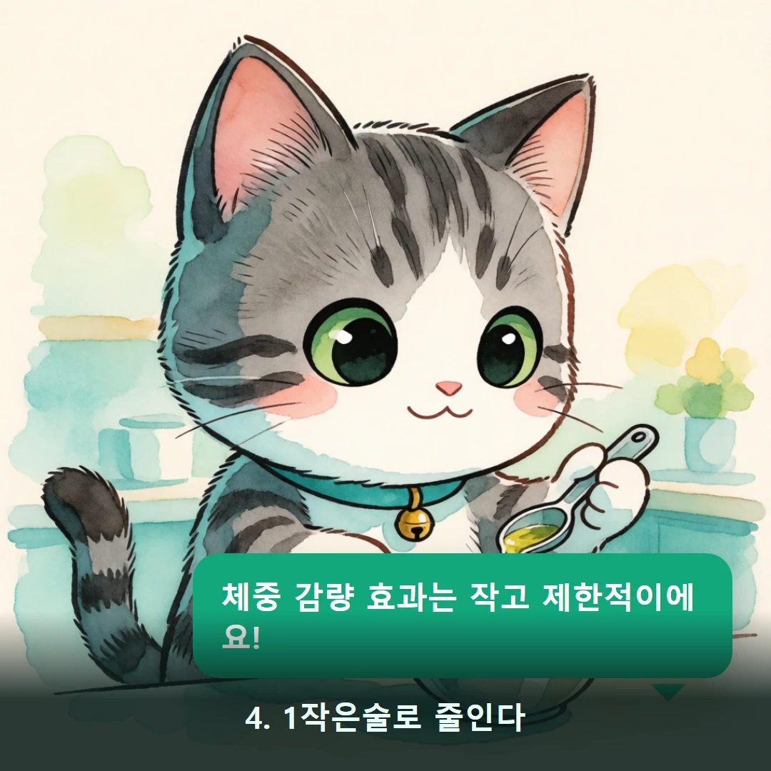웹툰 4컷 — 4. 1작은술로 줄인다 (체중 감량 효과는 작고 제한적이에요!)