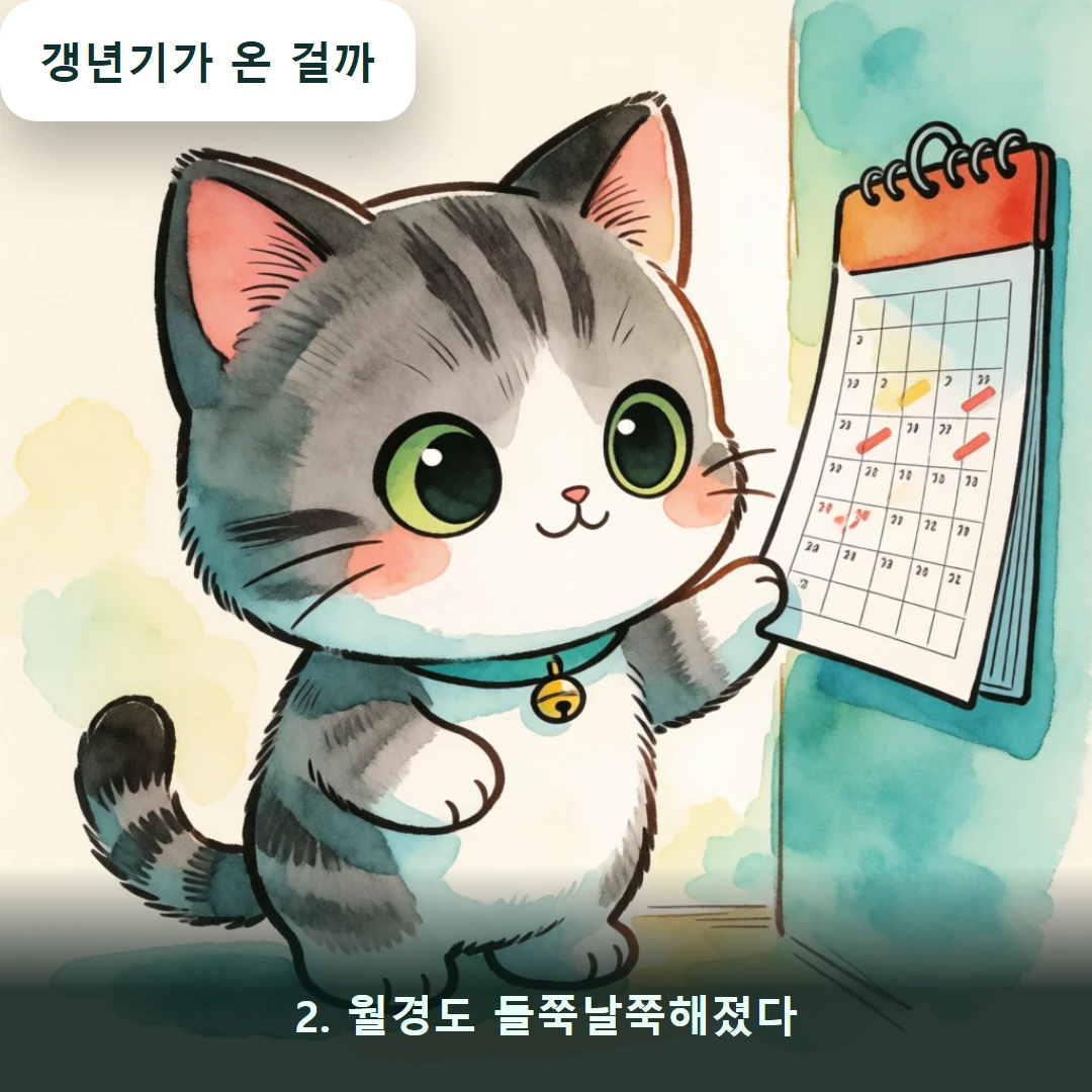웹툰 2컷 — 2. 월경도 들쭉날쭉해졌다 (갱년기가 온 걸까)