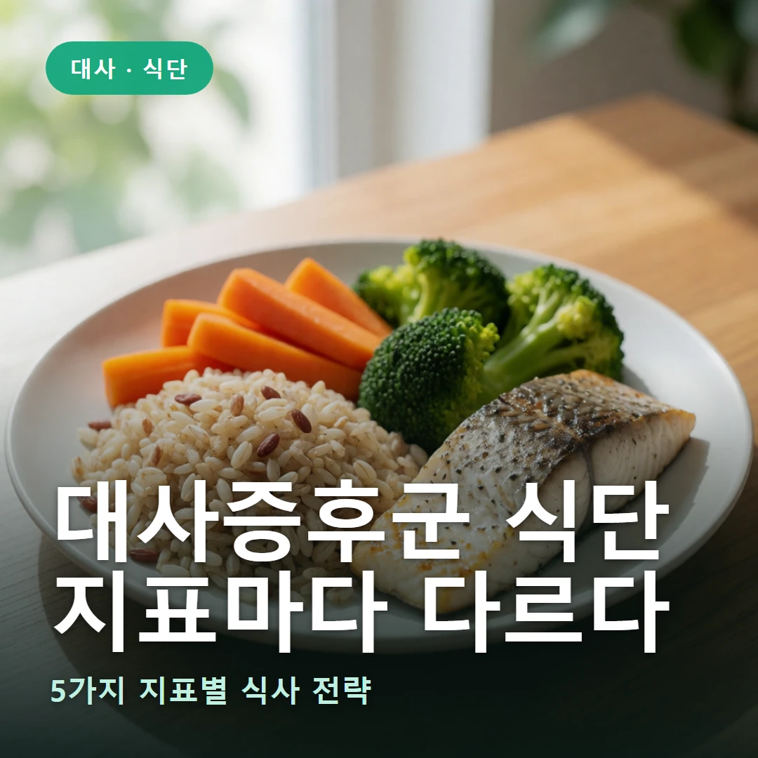 대사증후군 식단 요약 표지 — 5가지 지표별 식사 전략