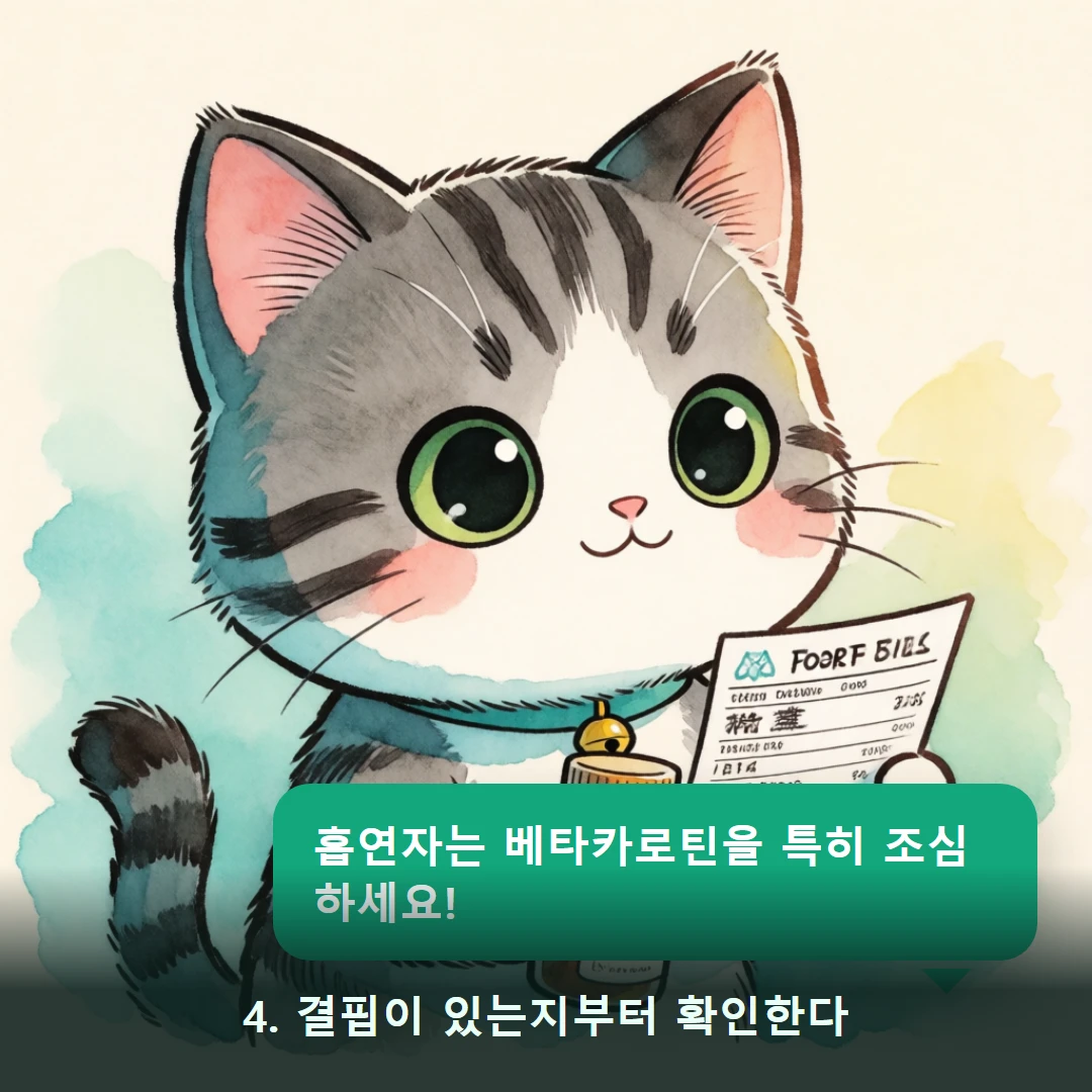 웹툰 4컷 — 4. 결핍이 있는지부터 확인한다 (흡연자는 베타카로틴을 특히 조심하세요!)