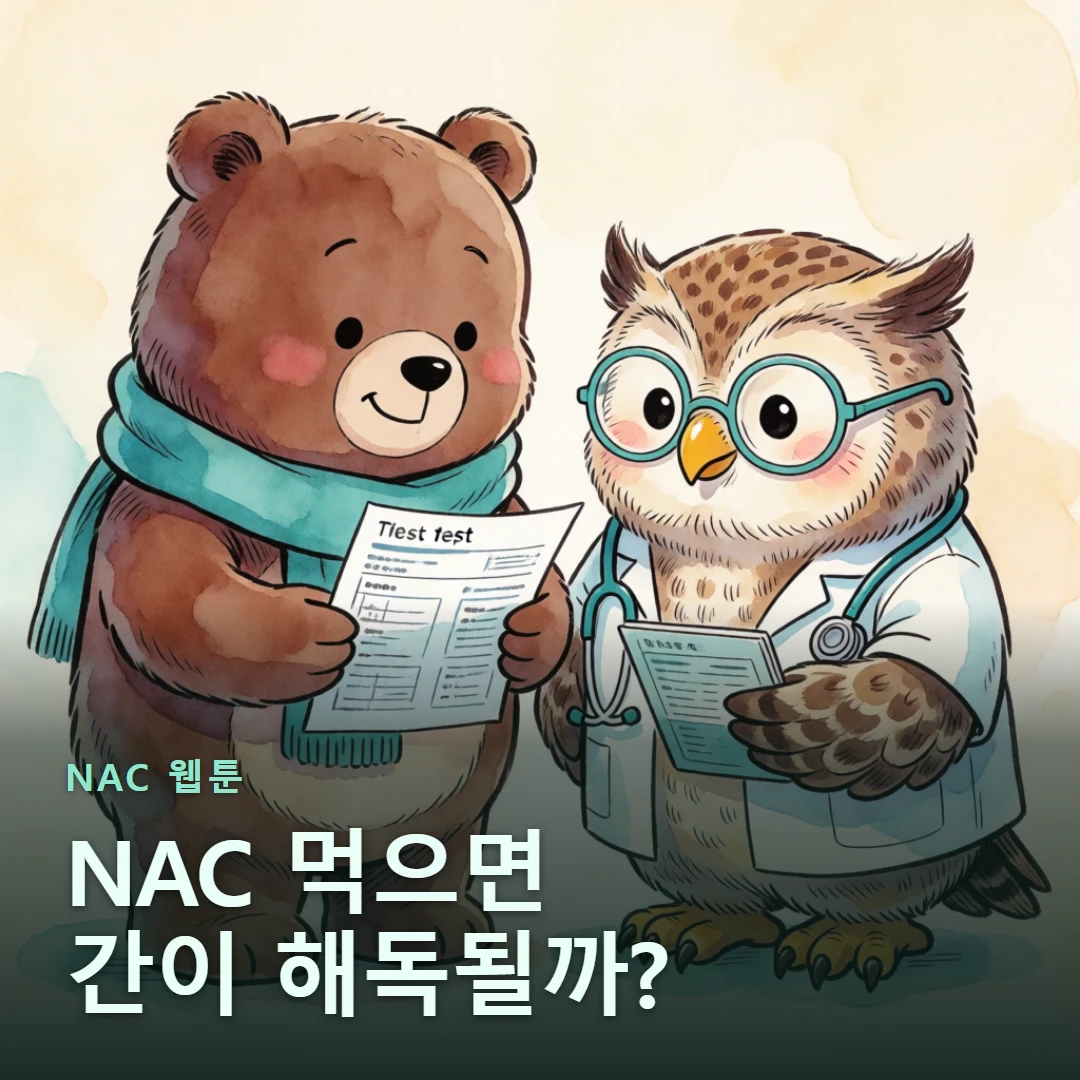 NAC 웹툰 표지 — NAC 먹으면 간이 해독될까?